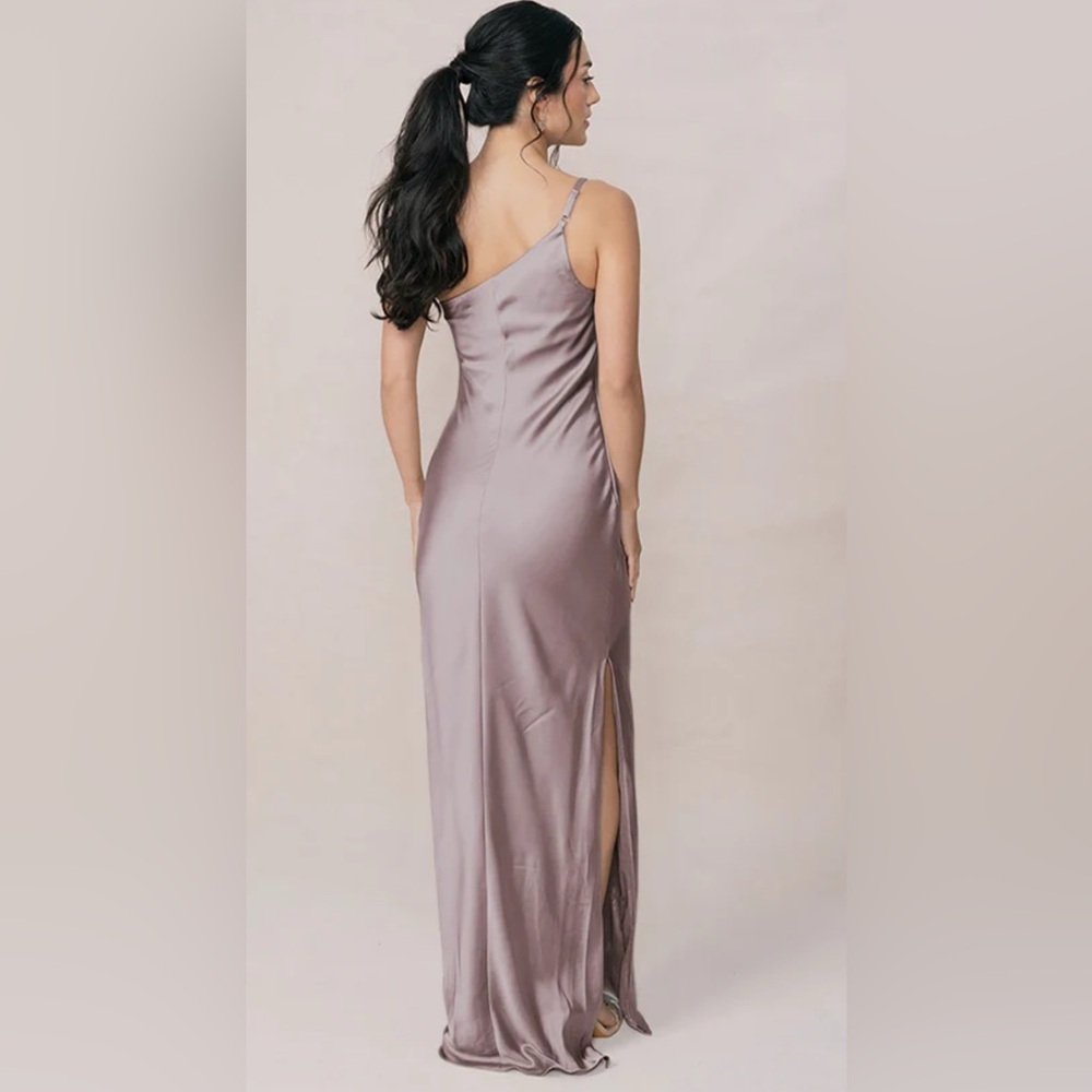 Revelry Strapless Satin Dress in Mauve - Picture 2 of 8